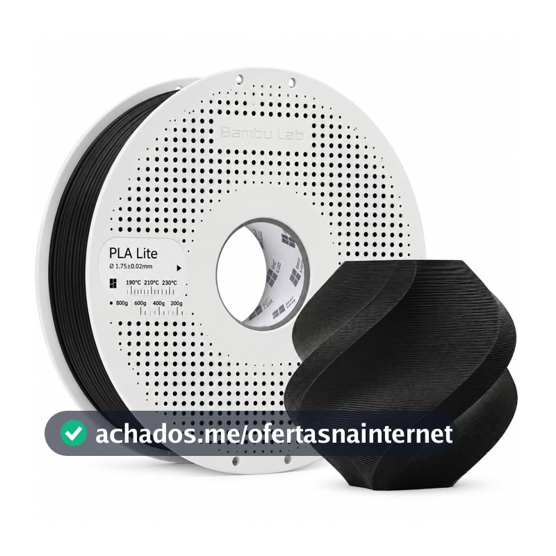 Filamento PLA Lite Bambu Lab Preto 1kg 1,75mm Original Para A1 A1 Mini P1 X1