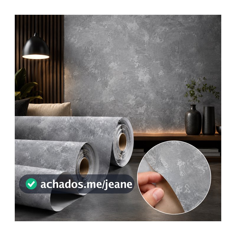 Papel de Parede Sala Cimento Queimado Adesivo Lavável Papel Adesivo Autocolante 6 Metros