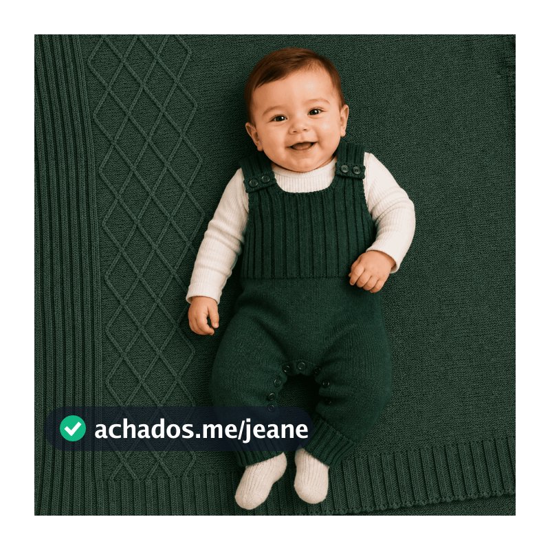 Saida Maternidade Manta e Jardineira Salopete Infantil Recem Nascido Tricô Menina e Menino Kit 2