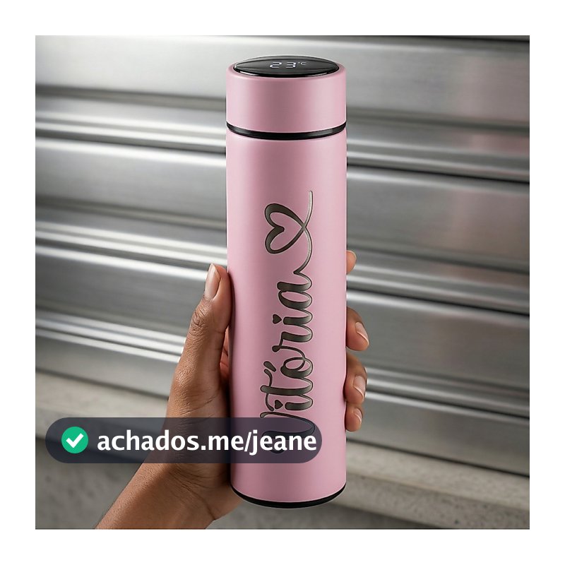 Garrafa Térmica 500ml Com Termômetro Digital LED + Nome Personalizado à Laser