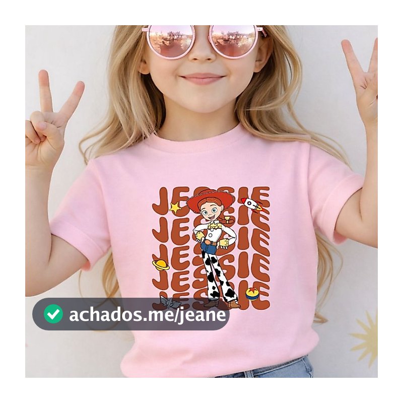 Camiseta Toy Story Jessie Boiadeira Infantil Menina Blusa em Algodão Premium