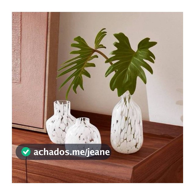 Kit 3 Mini Vasos em Vidro Branco Decorativo Mart Collection