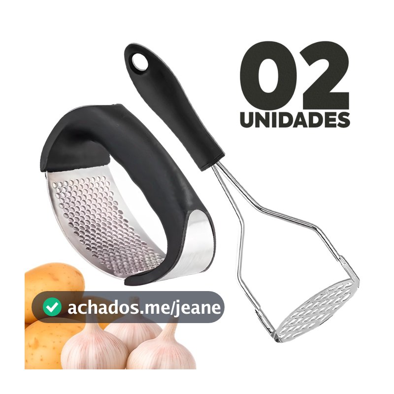 Amassadores Inox de Batata e Espremedor de Alho para Cozinha