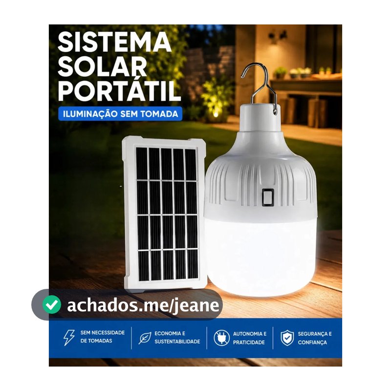 Lampião Lampada Led Com Placa Solar Recarregável Camping Usb Pesca Jardim Luminária Viagem