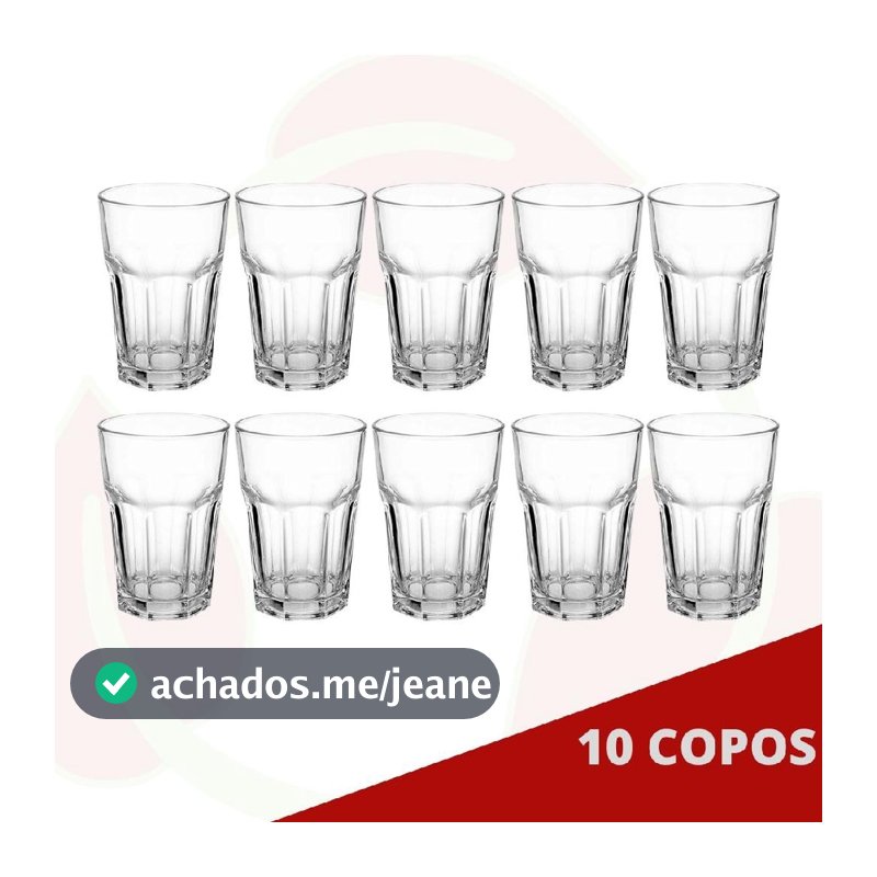 Conjunto 10 Copos de Vidro de Vitamina 350ML - Transparente