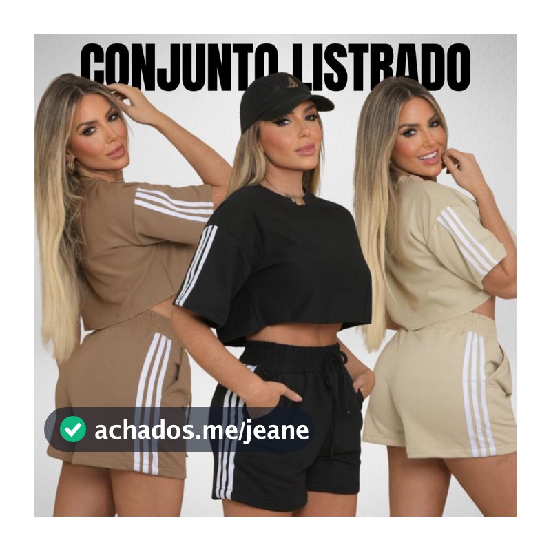 Conjunto Feminino com Listras Shorts Moletom e Cropped Blusa Blusinha Moletinho Listrado