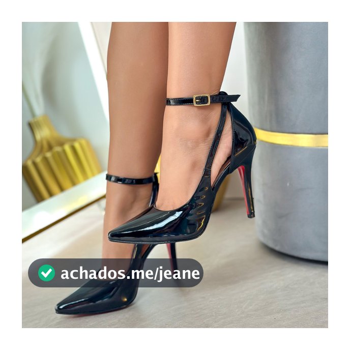 Scarpin Preto Feminino Salto Alto Elegante Confortável