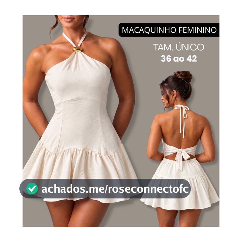 Vestido Macaquinho Amarração Costas Abertas Elegante Confortavel Look Para Verão