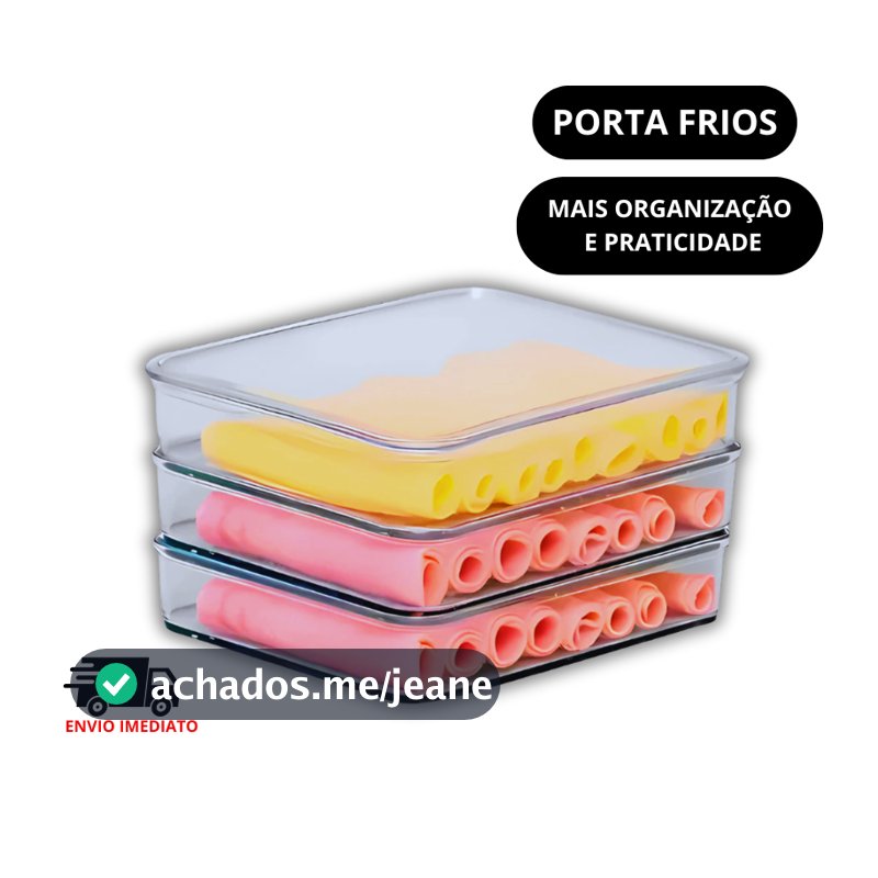 Porta Frios para Geladeira Empilhável Acrílico Transparente Tampa Hermética p/ Queijo Presunto Salame – Escolha o Kit
