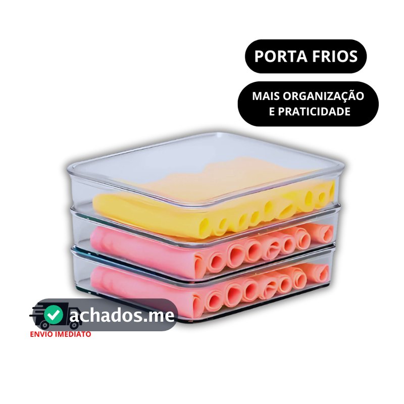 Porta Frios para Geladeira Empilhável Acrílico Transparente Tampa Hermética p/ Queijo Presunto Salame – Escolha o Kit
