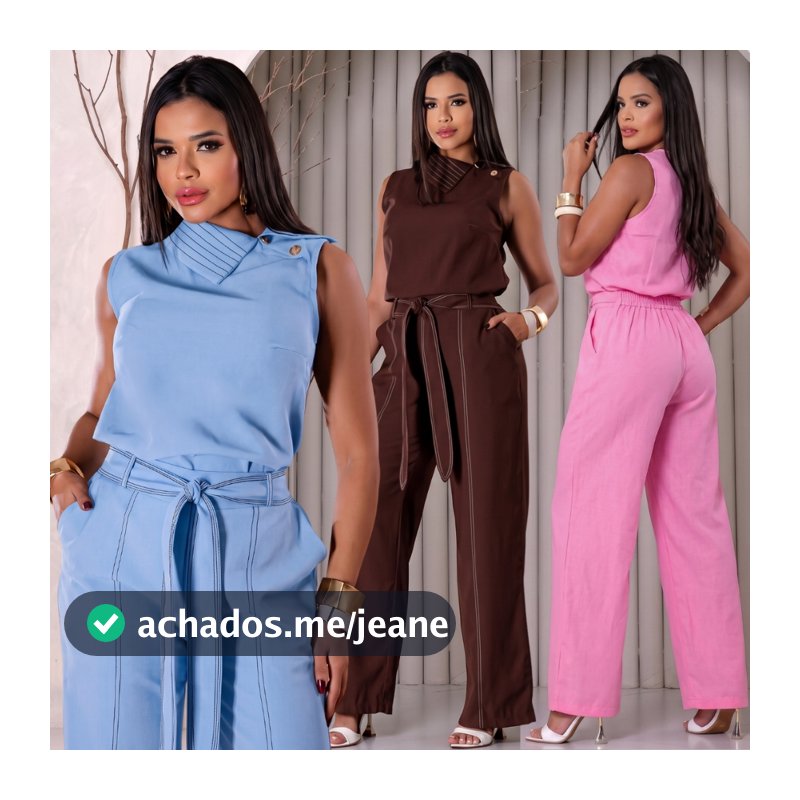 Conjunto Feminino Elegante 2 Peças Calça Wide Leg Pantalona e Blusa Regata Gola Alta com Cinto Ajustável Social Festa