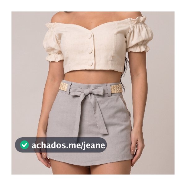 Short Saia Feminino em Linho com Forro, Cinto e Bolsos | Skort Cintura Alta - Tecido Premium Pronta Entrega