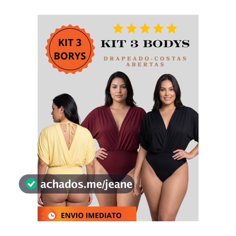 Kit 3 Body Feminino Suplex Premium Plus Size Kimono Decote V Manga Ampla Morcego Atemporal Moda Verão  Noite Elegante