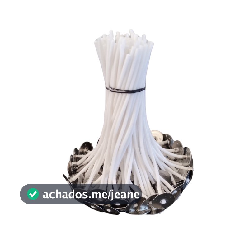 Pavio Velas Artesanais Decorativas Algodão Trançado 2mm Montado 10cm B2030 São Vitor
