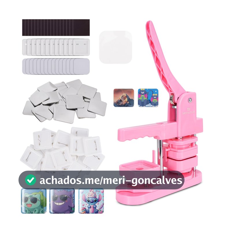 MECOLOUR 5050mm Máquina Para Fabricar Botões Quadrados,50 Botões + 50 Imãs de Geladeira.