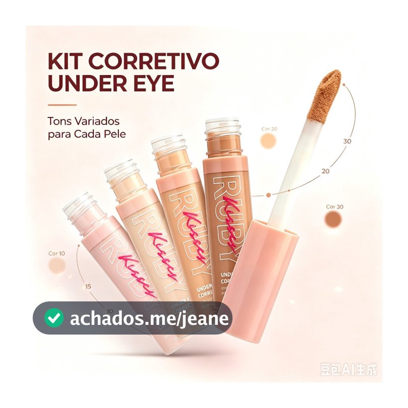 Kit 2 ou 3 Corretivos Ruby Kisses Under Eye 10ml / Combinacao de Cores Iluminador e Contorno