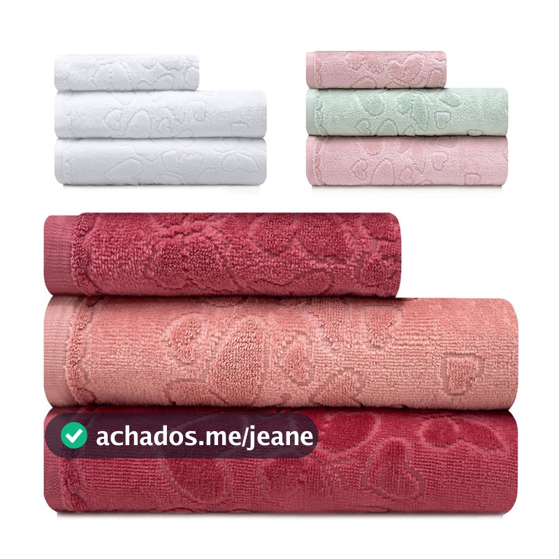 Kit de Toalhas 3 Peças Romance Banho e Rosto 100 Algodão Aveludada Dohler