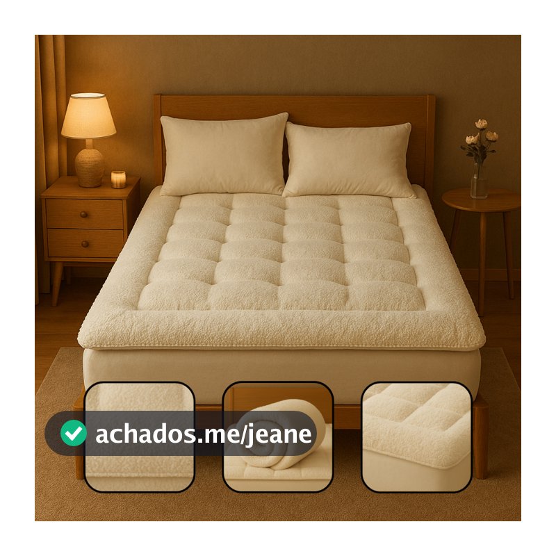 Protetor de Colchão Pillow Top Sherpa Macio 400 Fios Soft Pele de Carneiro