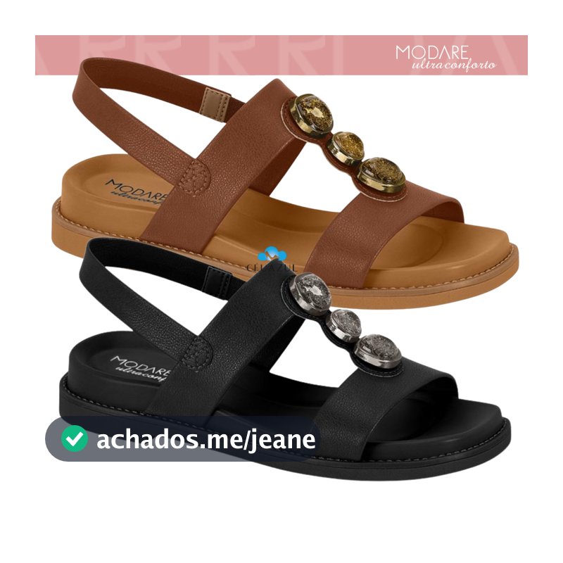 Sandália Rasteira Feminina Modare Ultraconforto Pedrarias Conforto Estilo Chique Boho