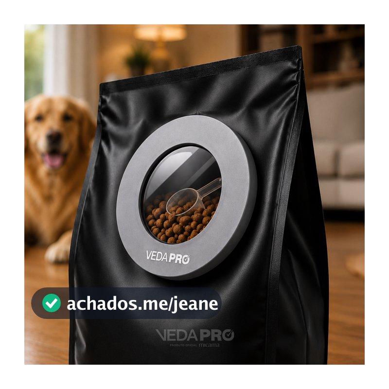 Tampa Hermética Vedapro para Saco de Ração Cachorro e Gato Pet Vedação com Visor + Copo Dosador
