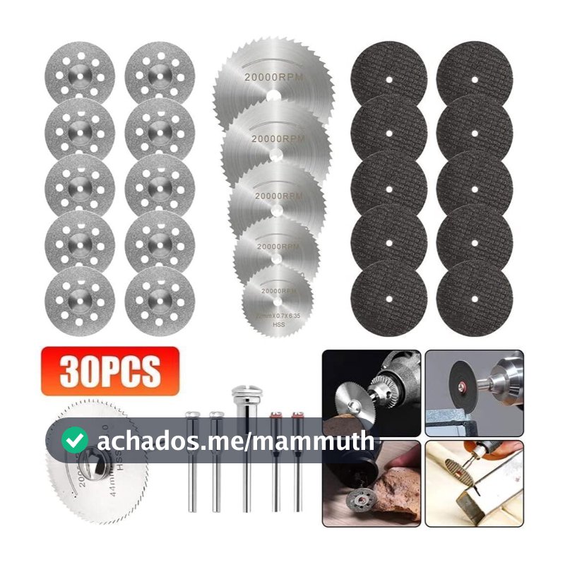 Jogo 30 peças Disco Serra Circular Madeira Alta Resistência Retifica E Furadeira Parafusadeira Conjunto de mini