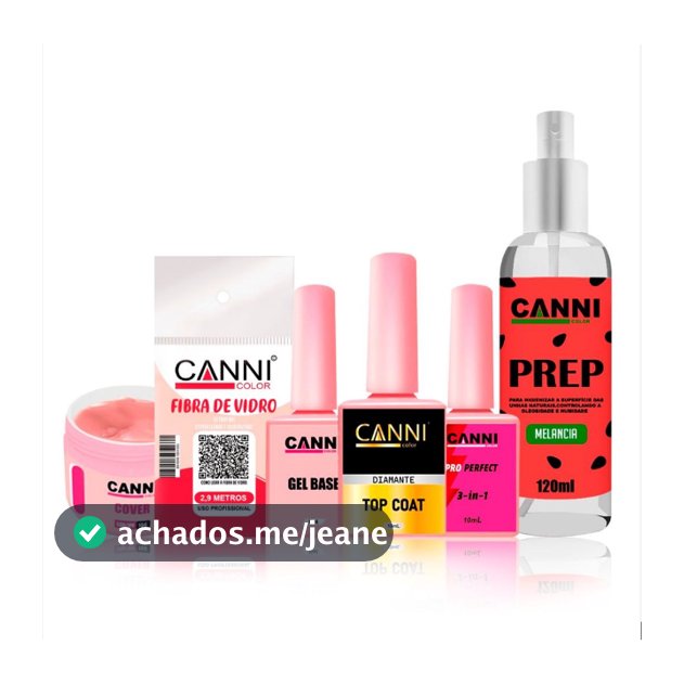 kit iniciante manicure fibra unhas gel canni color completo