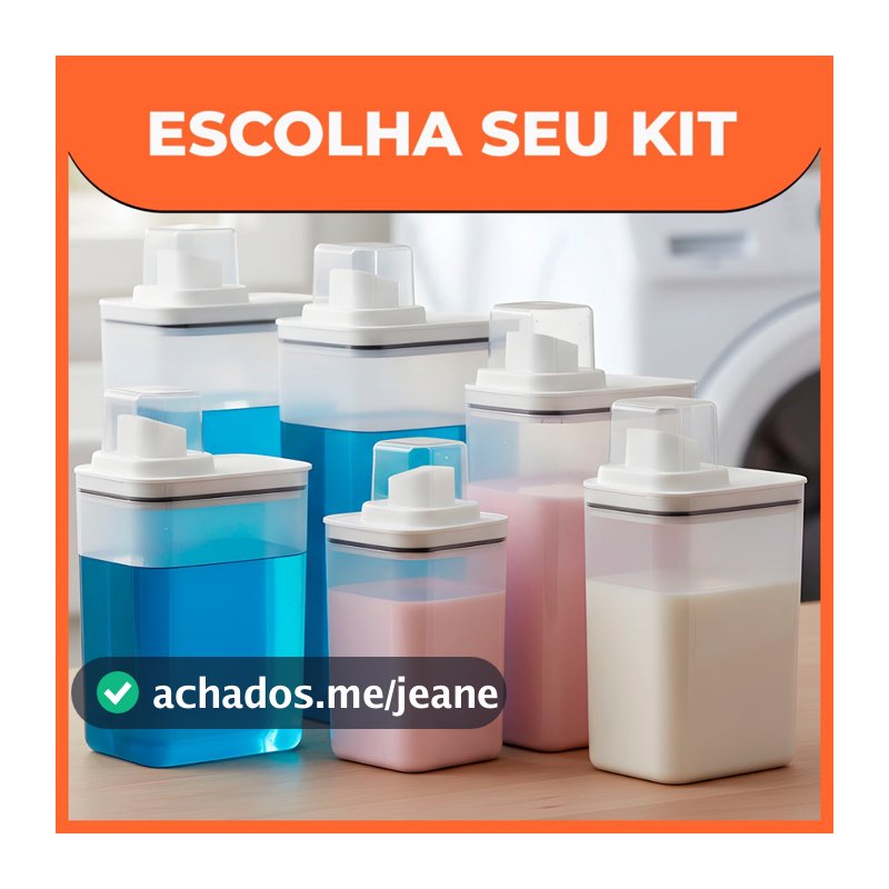 Kit Dispenser Organizador Lavanderia 2,3 litros 1,5 Litros Acrílico (AMACIANTE, SABÃO EM PÓ)