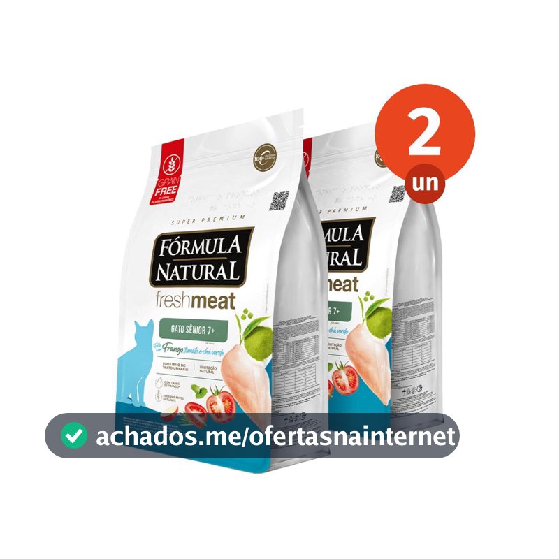 Kit 2 Ração Fórmula Natural Fresh Meat Gatos Sênior 1kg Adimax Total de 2kg