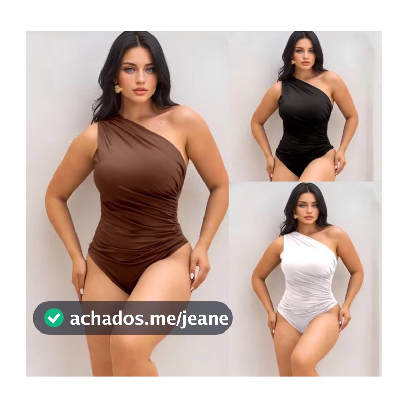 Body Suplex Feminina drapeado Plissado Manca Regata Com Forro Um Ombro mula Tecido Grosso lançamento
