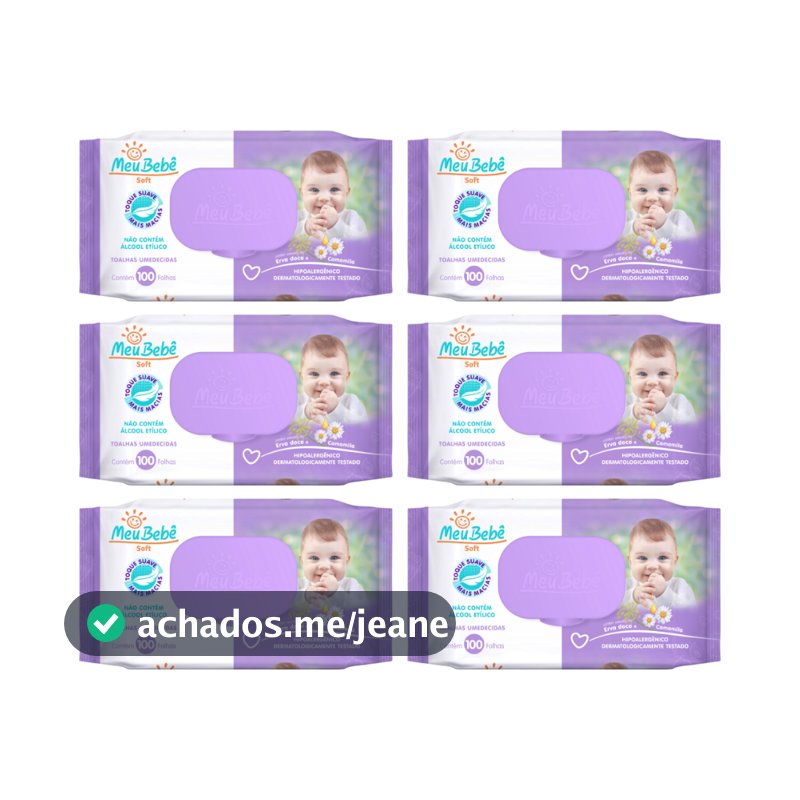 KIT TOALHA UMEDECIDA MEU BEBÊ SOFT 600 FOLHAS (6UNDX100FLS)