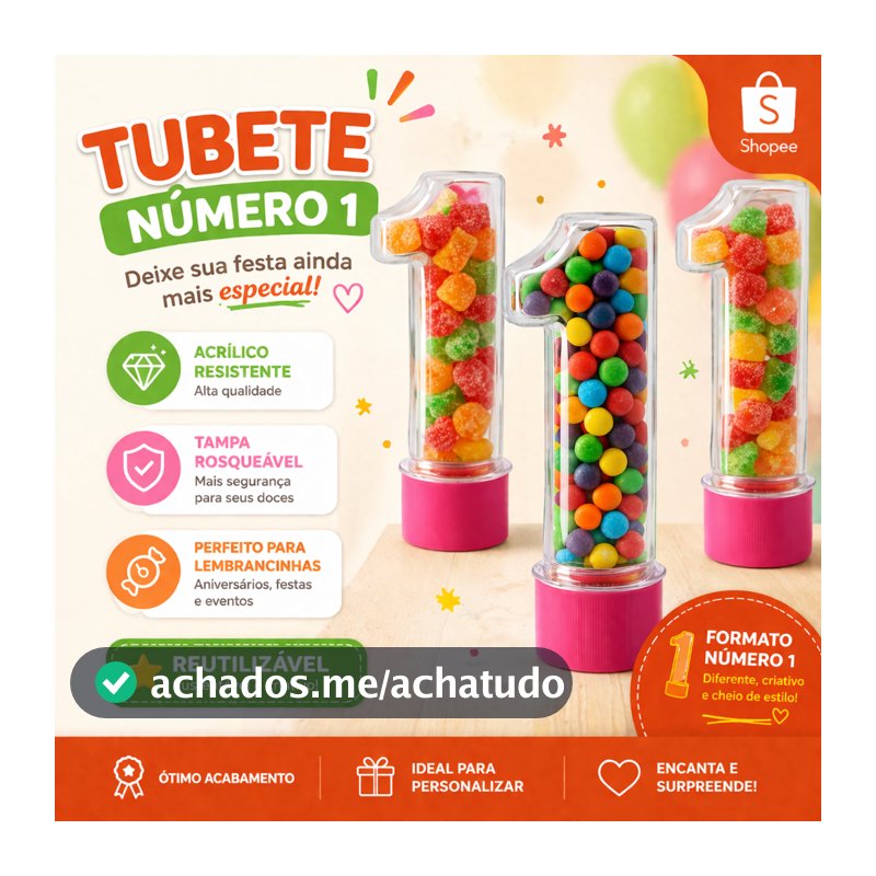 20 Tubete Número 1 Lembrancinha Festa Infantil 1 Ano Aniversário Personalizavel