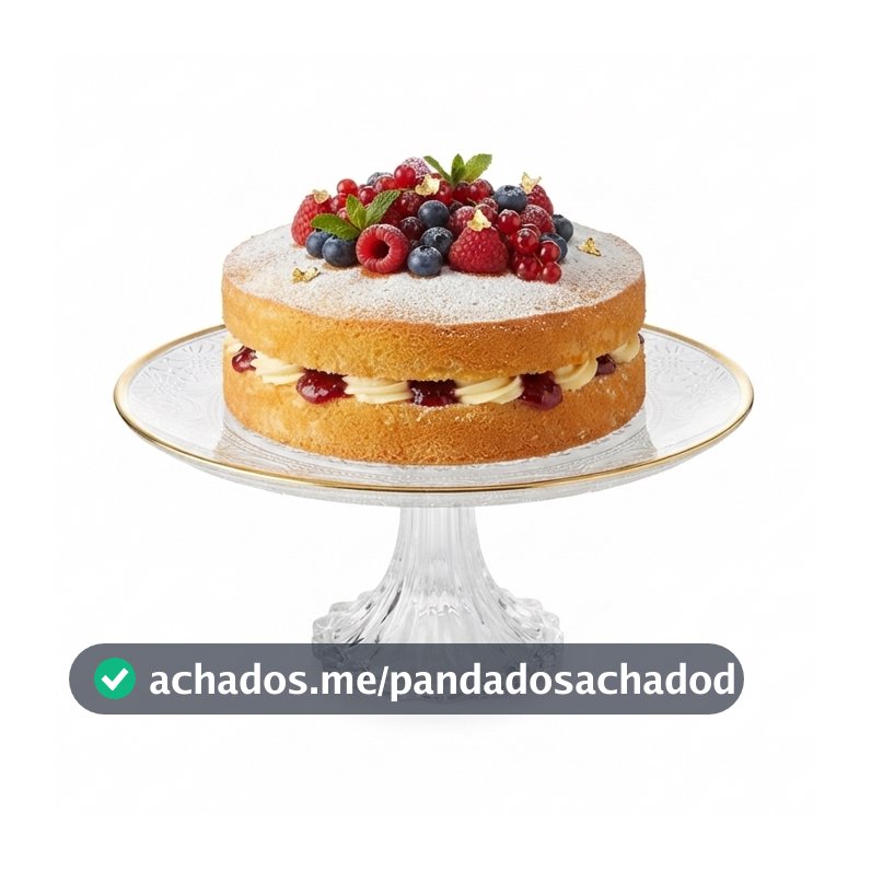 Prato com Pé Wolff Mauve Fio de Ouro 19cm x 9,5cm Cristal Prato para Doce Sobremesa Mesa Posta Elegante Qualidade Jantar