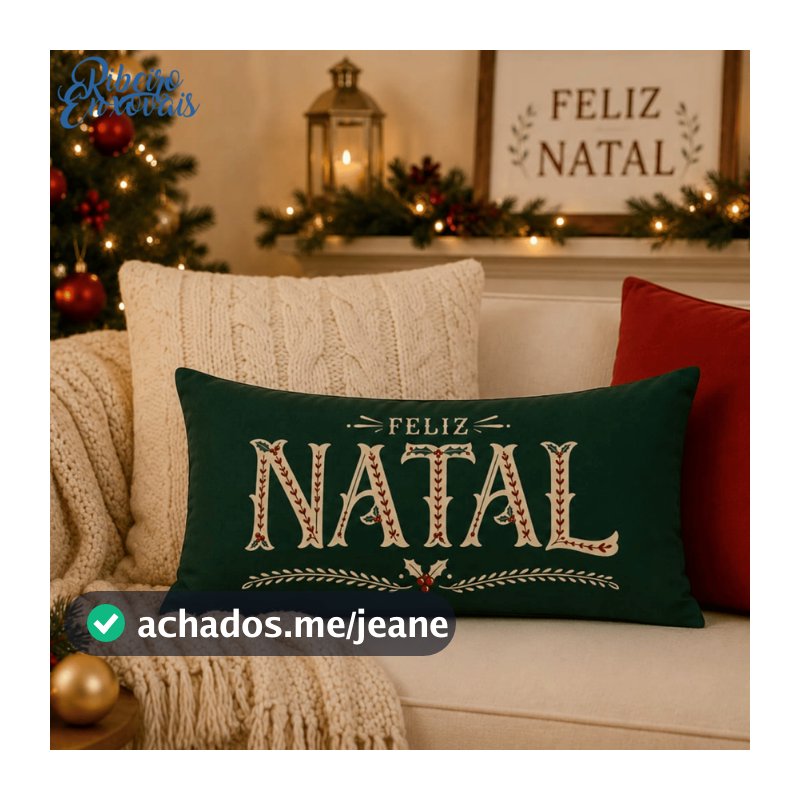 Almofada decorativa baguete 30x50 Feliz Natal TECIDO SUEDE PAPAI NOEL