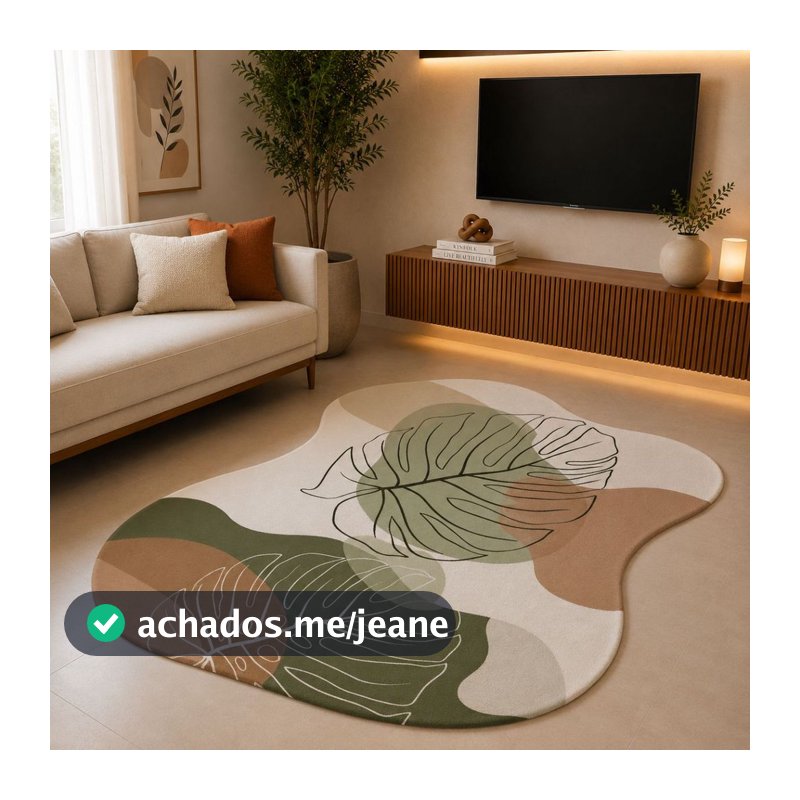 Tapete Orgânico Decorativo 117x67cm Antiderrapante para Sala e Quarto 041