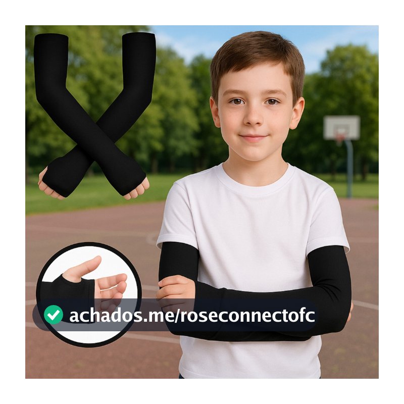 Manguito com dedo Infantil  Par UV50+ esportivo confortavél Proteção Solar Ciclismo Corrida Futebol jogos gamer