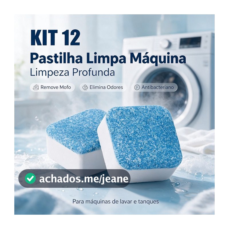 12 Tabletes Limpador de Máquina de Lavar Limpeza Profunda Remove Odores e Resíduos