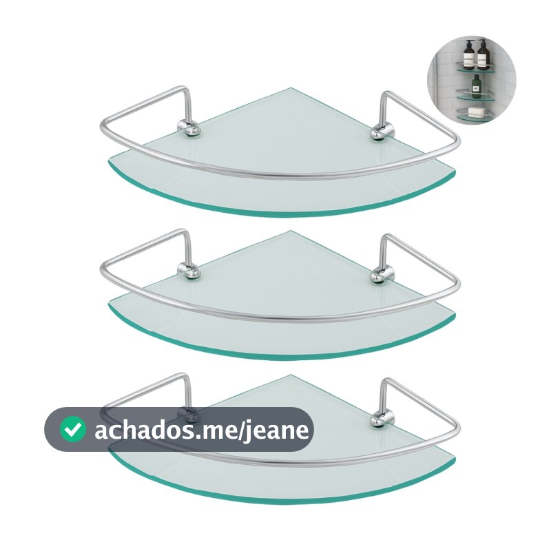 Kit 3 Porta Shampoo De Canto Luxo Prateleira Vidro Para Cozinha Ou Banheiro Organizador De Box
