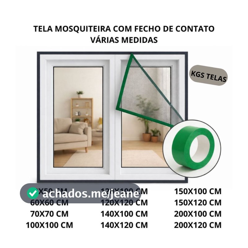 Tela Mosquiteira em Fibra de Vidro com Velcro Para Janelas Resistente