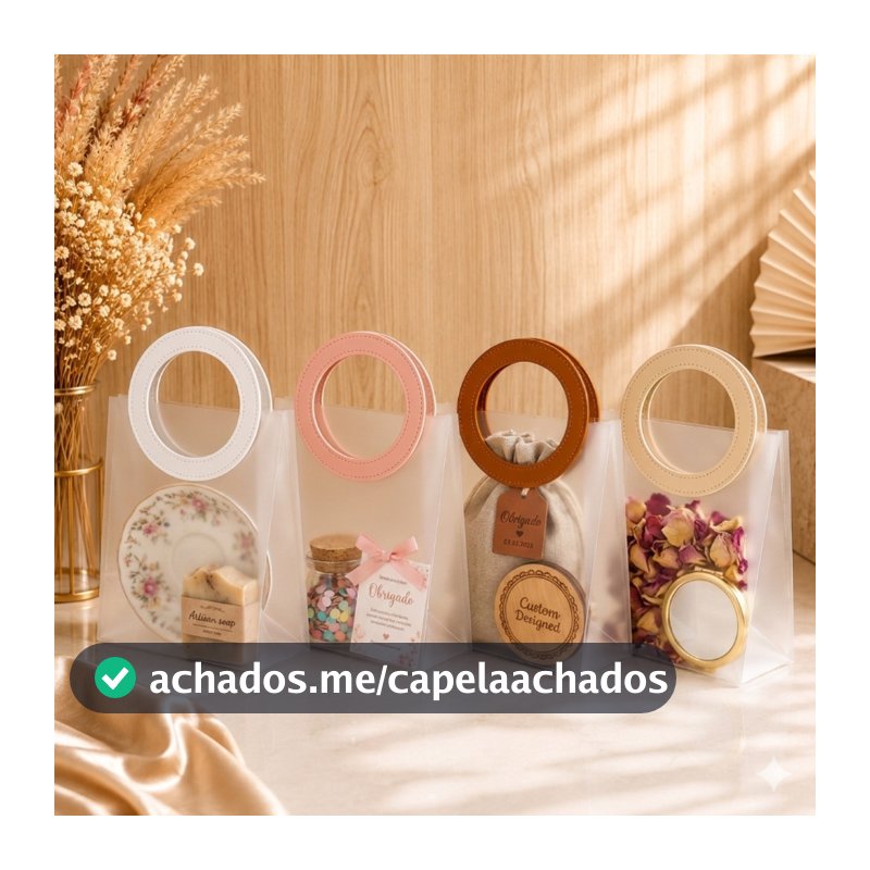 10 Sacola Transparente para Lembrancinhas Presentes Fosco COM PVC Alça Couro Festas lsg -YH8167 ABCDE