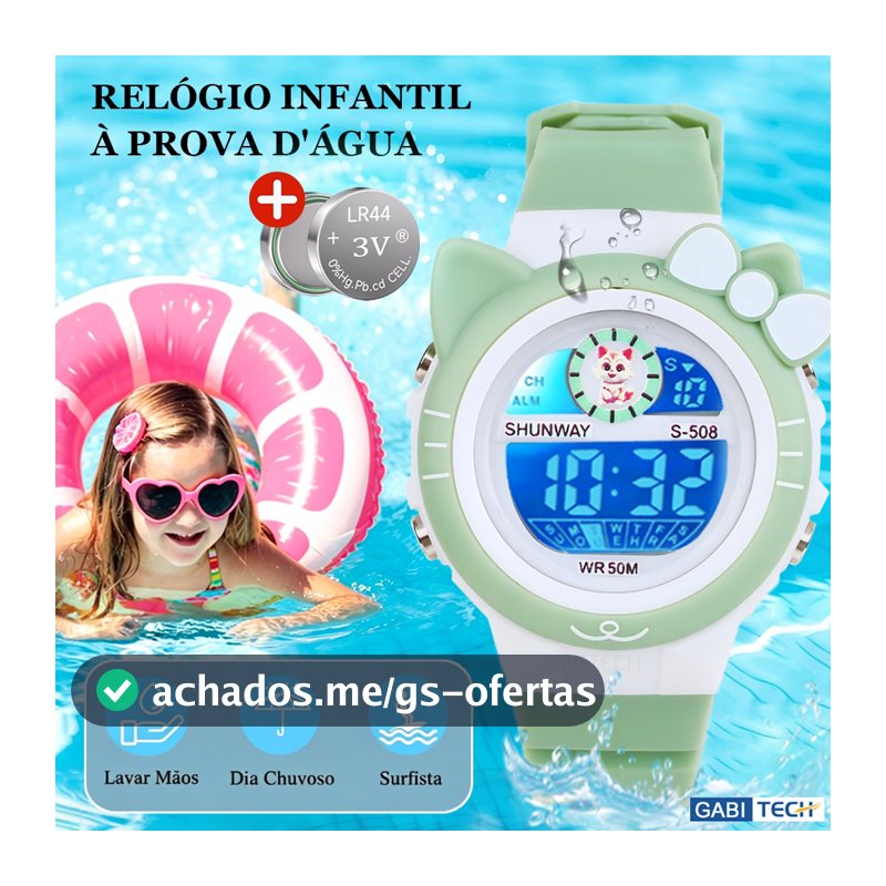 Relógio Infantil Digital À Prova D'Água Para Menino E Menina De Pulso Eletrónico Esportivo Original