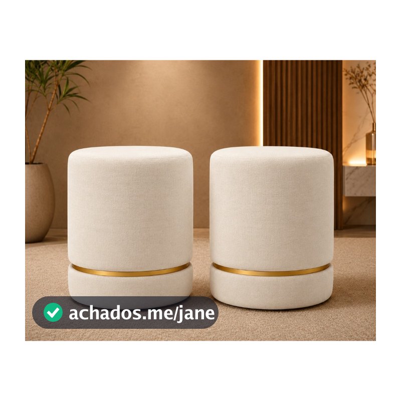 Conjunto Pufe Kit e unitario Redondo Provador  Acento Banqueta Penteadeira sala descanso apartamento bancos
