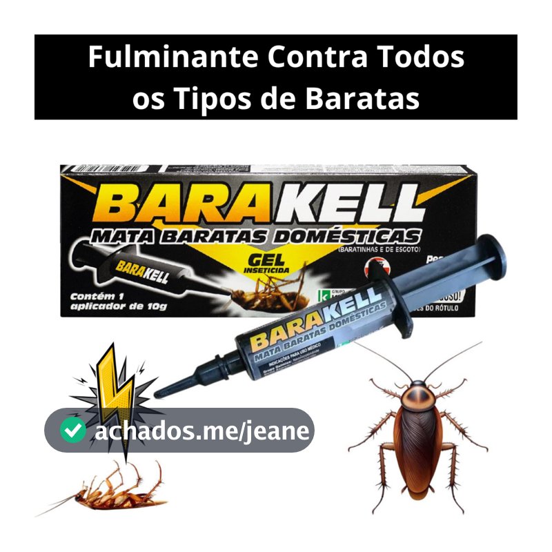 Gel Inseticida Mata Baratas Barakell 10g Seringa Todas Espécies Domésticas