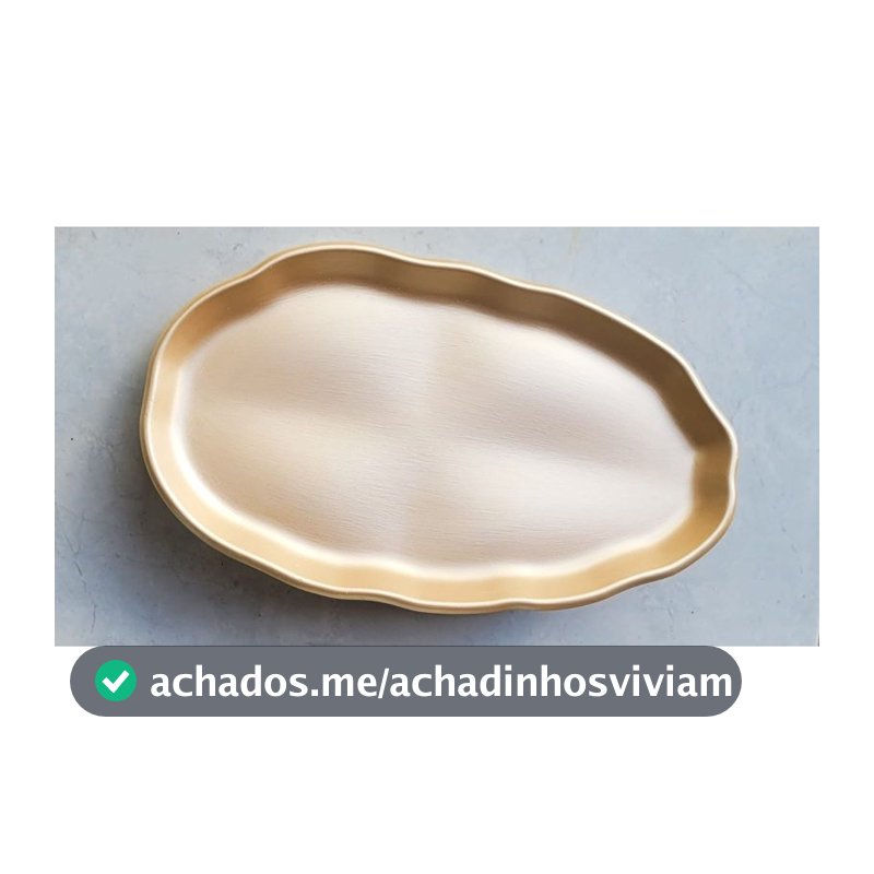 Bandeja Decorativa Oval Pintada e Envernizada com 28x16 cm