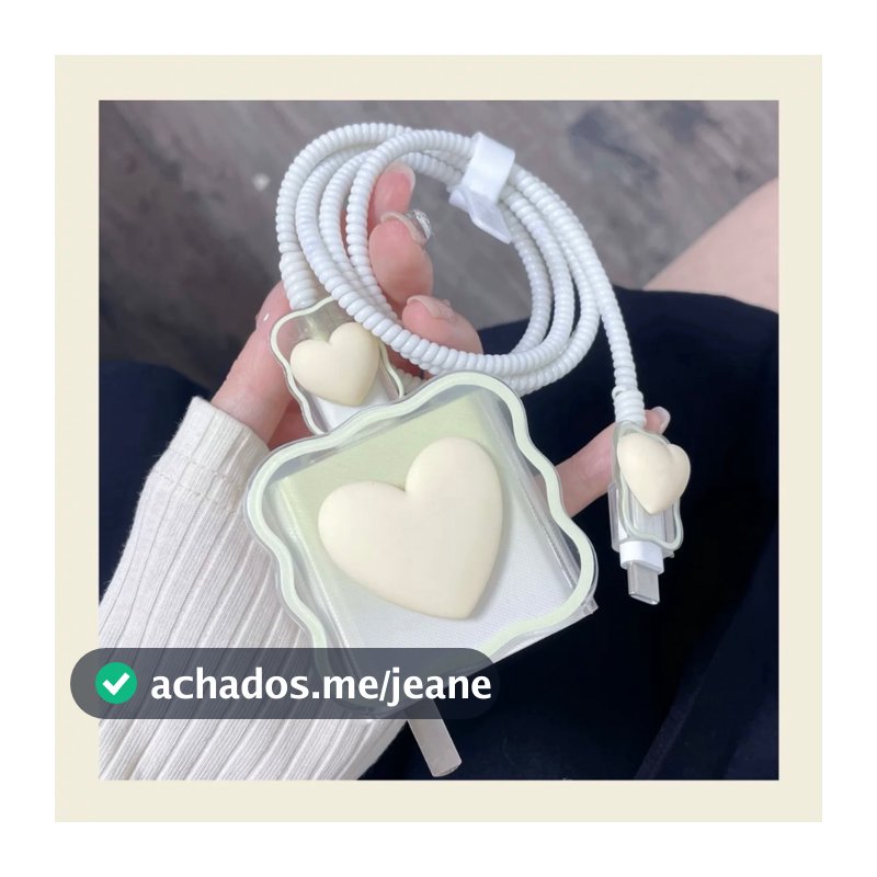 Capa Protetora de carregador cabo e fonte COMPLETO DE CORAÇAO para Carregador IPHONE 18 e 20w tampa