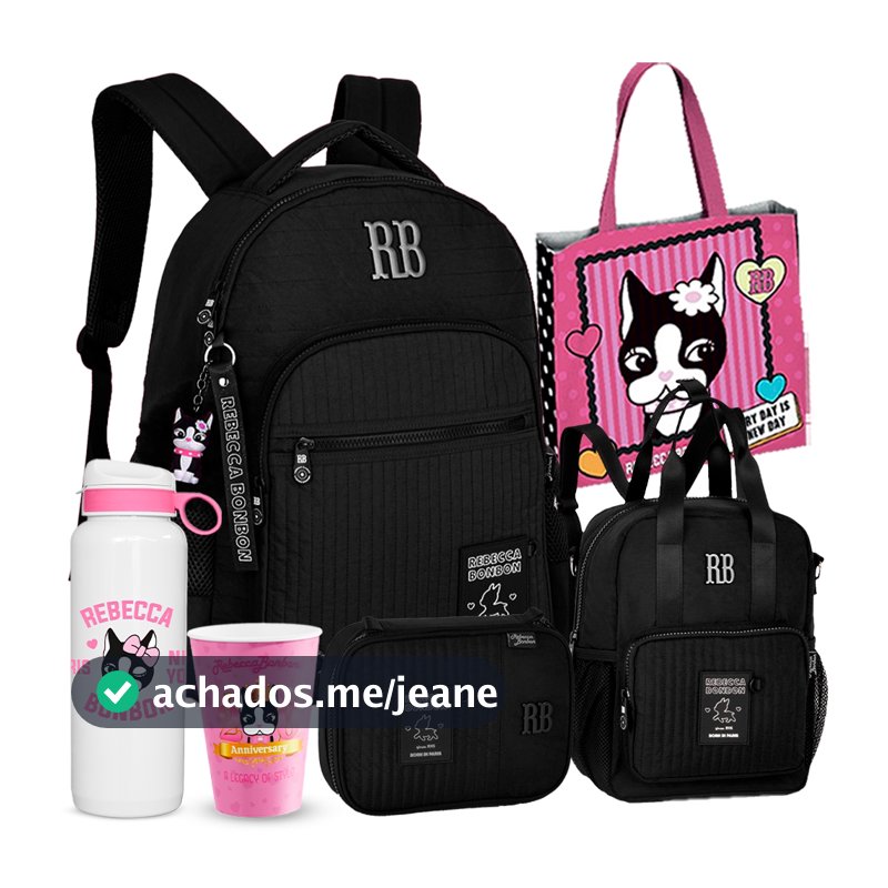 Kit Mochila Estojo Lancheira Coleção RB 2027 Rebecca Bonbon Juvenil Garotas Colorida Voltas as Aulas