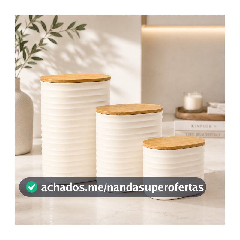 Pote com Tampa de Bambu Plástico Hermético Vedação em Silicone Porta Mantimentos Cozinha