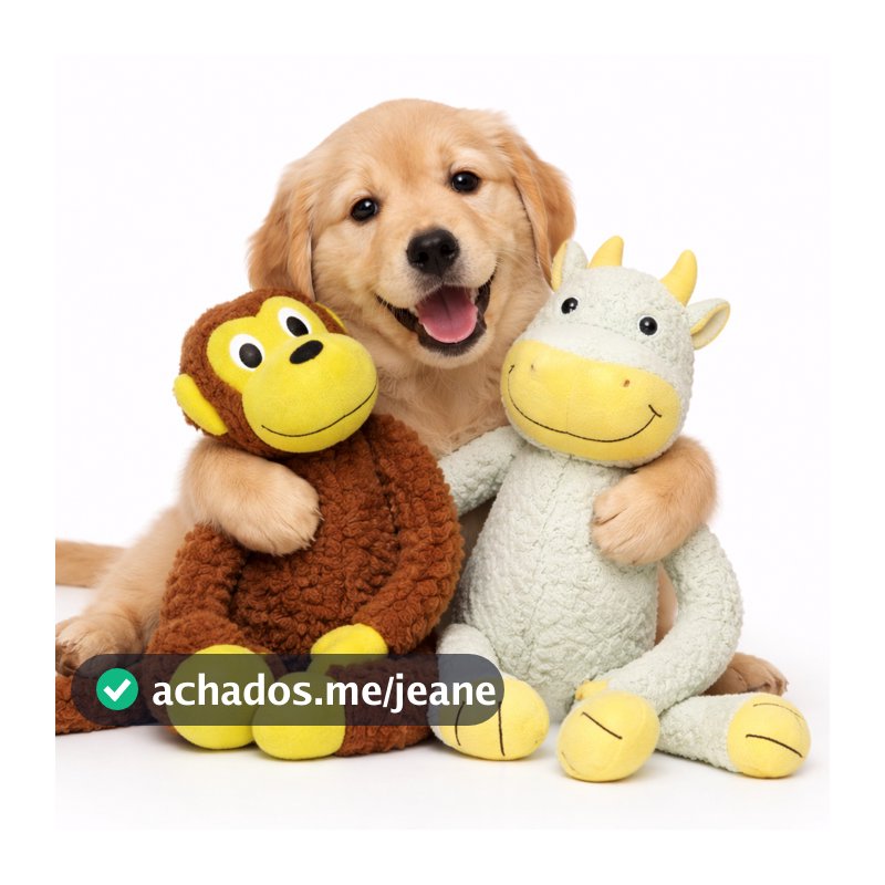 Brinquedo Pet Macaco Vaca Pelúcia C/ Apito Resistente Divertido Cachorro Gato Macio Dia Dia Promoção