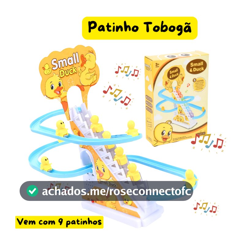 Brinquedo Pista Pato Patinho Escorrega Tobogã Escada Musical com Som e Led Menino e Menina