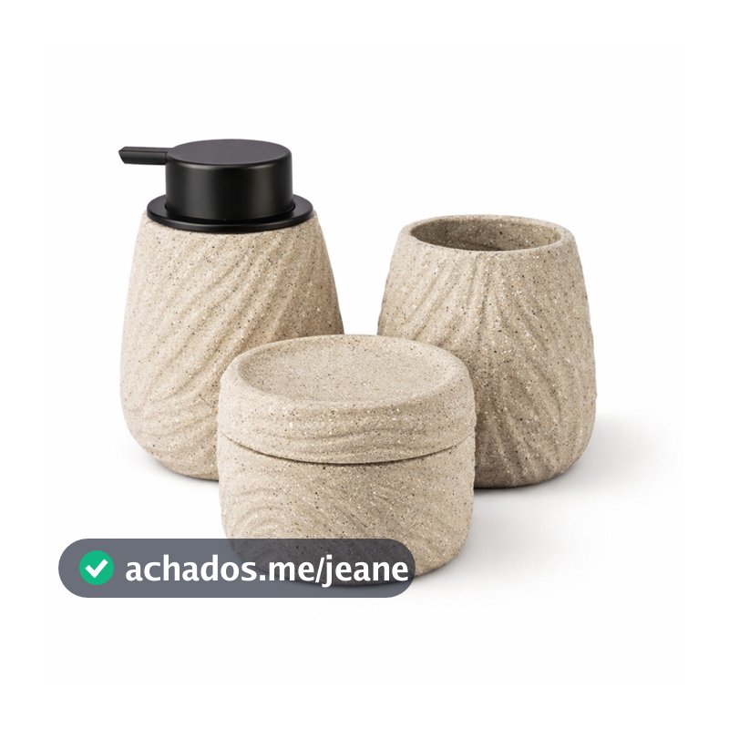 Kit para Banheiro ou Lavabo em Cerâmica Cinza - 3 Peças