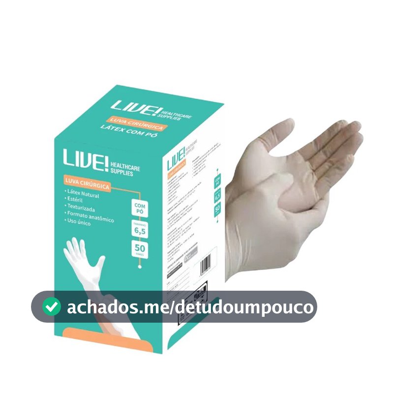 kit 10 Pares Luva Cirúrgica Estéril De Látex Com Pó Par - Tamanhos 6.5 7.0 7.5 8.0 8.5 Profissional